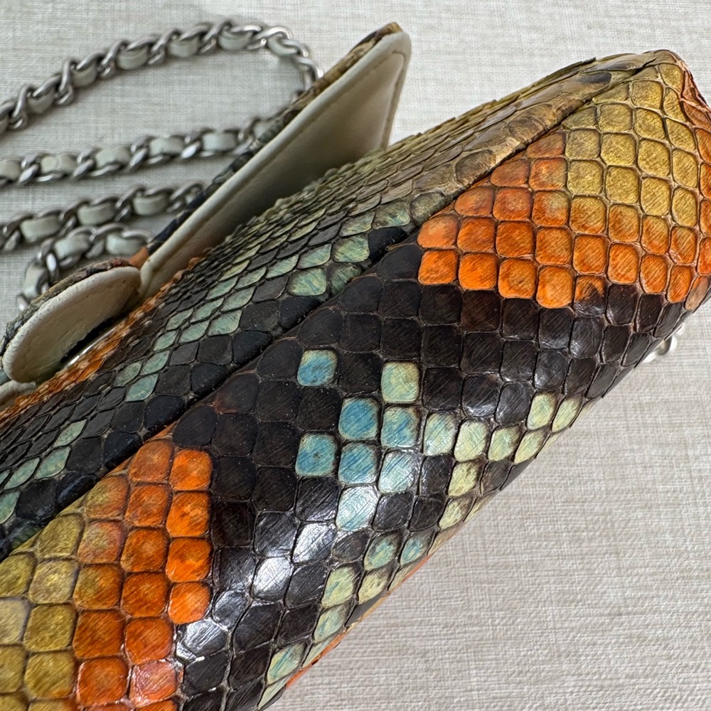 SOLD - CHANEL Multicolor Python Mini Flap Bag SHW - Picture 11 of 16